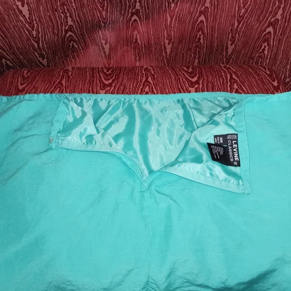 LEVINE CLASSIC 2 Piece Teal 3/4 Sleeve Collarless Button Skirt Suit Womes 20W/30 - Picture 12 of 16
